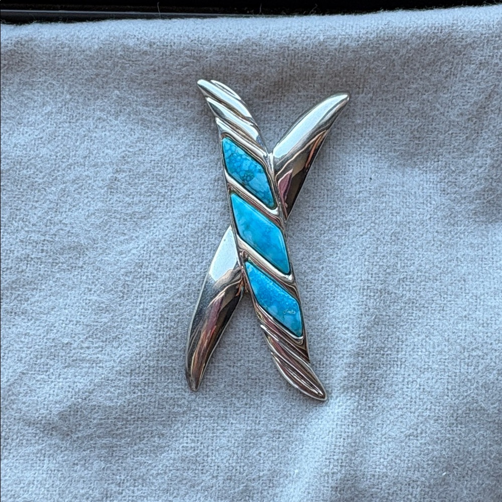 Jay King  sterling and turquoise X enhancer pendant.
